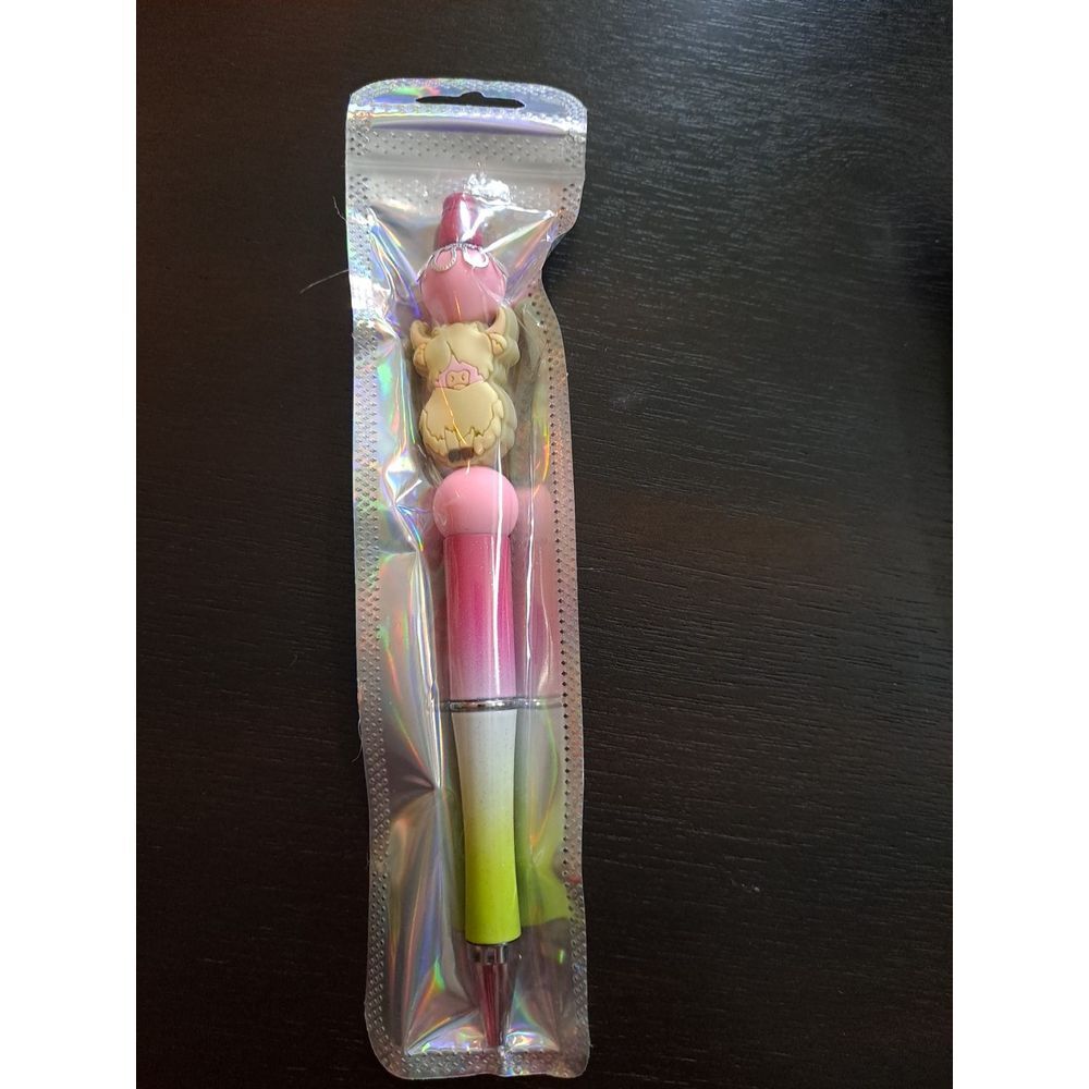 Mooo Yellow Cow Pink White Green Colors For Pen Custom Beaded Pen Black Ink